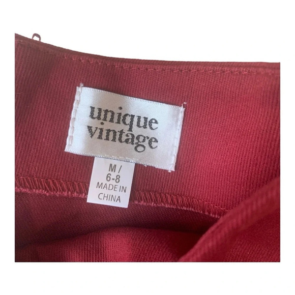 Unique Vintage Burgundy V-Waist Crop Pants Sz M 6-8# 200 - Picture 5 of 9